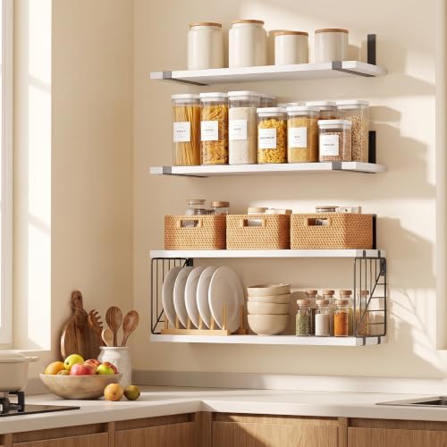 Fixwal 3+1 Tier Bathroom Floating Shelves Over Toilet, White