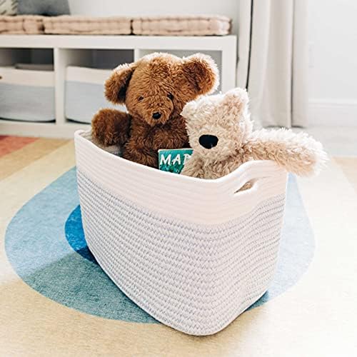 OrganiHaus Cotton Rope Baskets for Shelves, Set of 3, 15x9x10