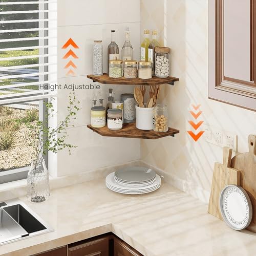 Homode Corner Shelf Wall Mount, Set of 2 Floating Corner Shelf Organizer for TV Accessories, Speaker, Cable Box, Game Co