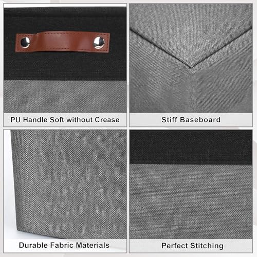 Bagnizer Storage Bins Large Fabric Storage Baskets for Shelves 3 Pack, Decorative Linen Closet Baskets with Handles for 