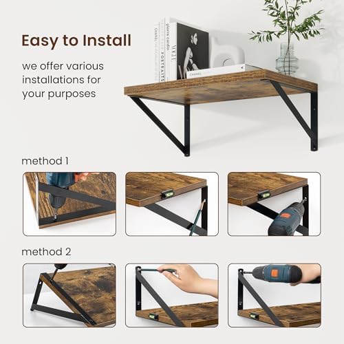 Axeman Deep Floating Shelves, 16'' x 10'' Brown Wall Shelves Set of 2