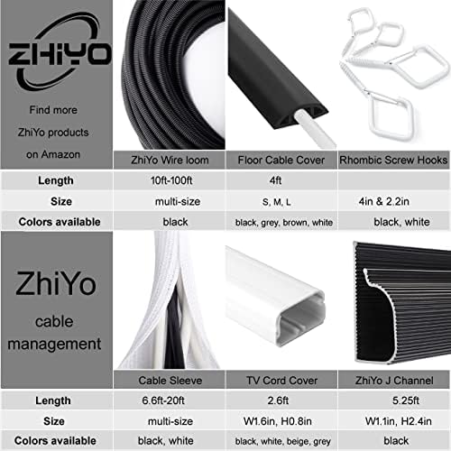 6.6ft - 4/5 inch White Cable Sleeve, Cable Organizer for Desk PC TV Computer, Wire Protector Cable Wrap Cover, Cord Mana