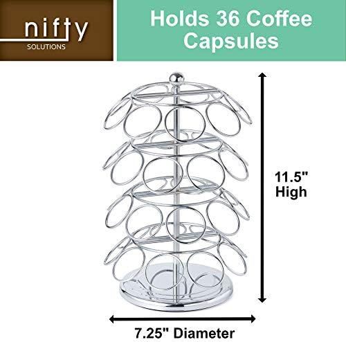 Nifty K Cup Holder – Compatible with K-Cups, Coffee Pod Carousel | 36 K Cup Holder, Spins 360-Degrees, Lazy Susan Platfo