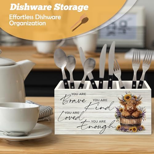 Inspirational Highland Cow Pen Holder Organizer for Desk Accessories