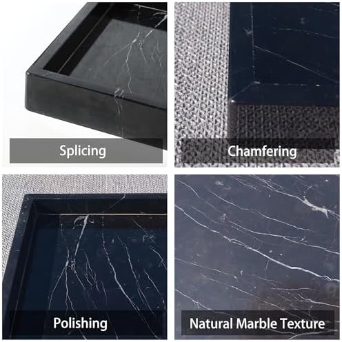 Square Natural Marble Vanity Tray: Luxury 8x8 Polished Organizer for Bathroom Kitchen Dresser Makeup Jewelry Coffee Tabl