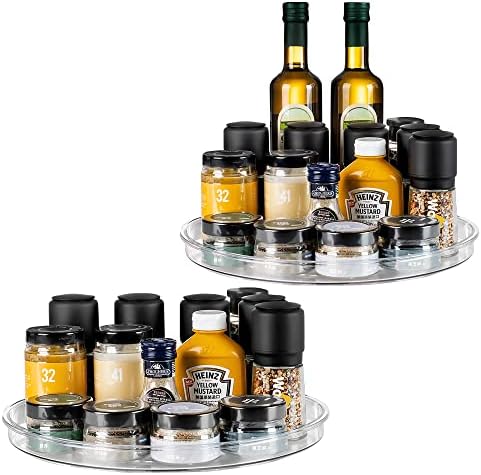 vacane Large 13" Lazy Susan Cabinet Organizer, Non-Skid Lazy Susan Turntable Clear Lazy Susan Tray Storage Containers fo