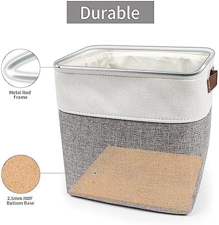 Bagnizer Collapsible Fabric Storage Cubes 11x11 Cube Storage Bins, 4 Pack Closet Baskets Box with Handles for Organizing