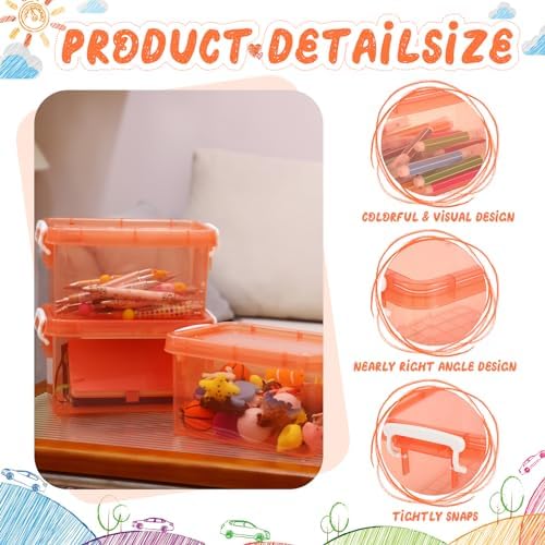 Wenqik 6 Pack Colorful Plastic Storage Bins with Lids, Orange