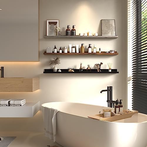 Giftgarden 47 Inch Multi Colors Floating Shelves for Wall Mount, Assorted Colors Wood Wall Shelf Ledge for Bathroom Bedr