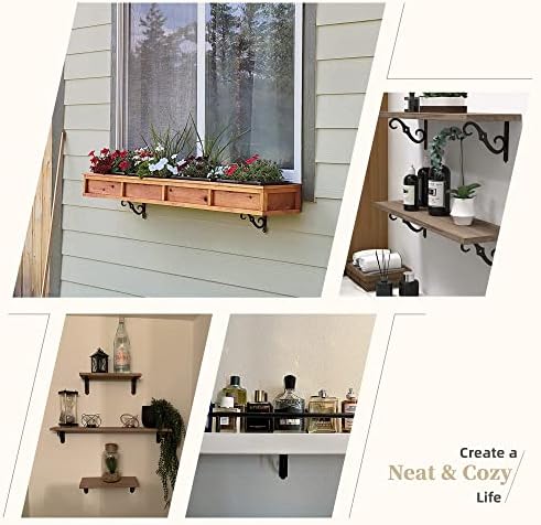 Decorative Shelf Bracket 10 Inch with Screws, Powder-Coated Steel, 6 Pack
