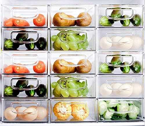 Kingrol 6 Pack Plastic Storage Bins for Pantry, Refrigerator, Countertop, Cabinet Organization, Stackable Food Storage O