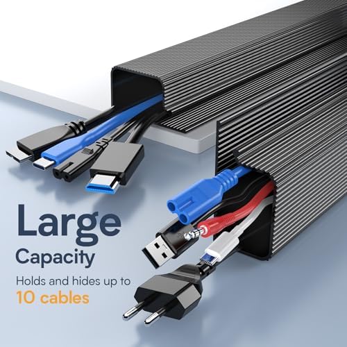 Delamu 157in Cable Management Under Desk, Safe & Tidy Under Desk Cable Management for Home & Office, Cord Organizer for 