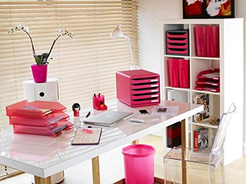 Exacompta Big-Box Iderama, 4 Drawers - Mouse Grey/Raspberry