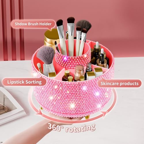 fanado Bling 360° Rotate Makeup Brush Holder Organizer, Makeup Organizers Countertop, Makeup organization and Skincare S