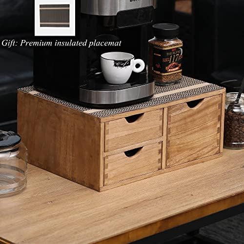 DDYURI Capsules Coffee Storage Drawer for Pod K-cup Holder - Counter Organizer for Kitchen Utensil Storage - Wood Deskto