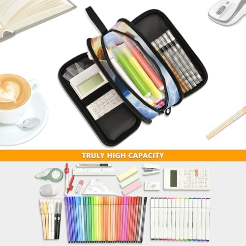 Big Capacity Soccer Ball Burning Student Pencil Case 3 Compartments Football Ball Pencil Bag Girls Boys Makeup bag Pen Pouch Large Stationery Zippers Organizer School College Office Teens Adults