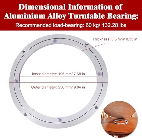 Aluminum Alloy Turntable Bearing 10" Heavy Duty Swivel Turntable Lazy Susan Rotating Bearing Turntable Round Dining Tabl