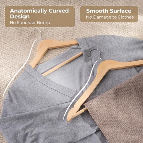 GRANNY SAYS Clothes Hangers for Closet, 20 Pack Wood Hangers, Heavy Duty Wooden Hangers for Coats, Suits, Pants, Natural