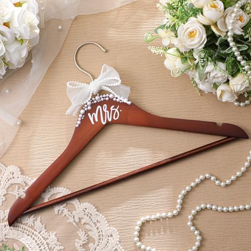 Yuntau Bride Hanger for Wedding Dress Wooden Mrs Hanger,Walnut,Mrs