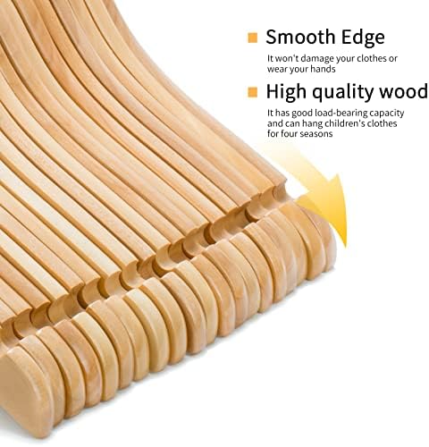 Nature Smile Juniors Preteen Older Children Wooden Coat Hangers 14 Inches Wood Dress Shirt Jacket Hangers with Anti-Rust