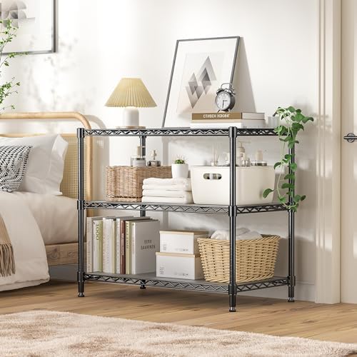 3-Tier Storage Shelves 450LBS Metal Shelving Unit, Adjustable Wire Rack Small Shelf Organizer with Shelf Liners for Kitc