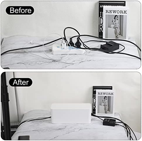 MECCANIXITY Cable Management Box PS Cord Organizer Box with Tie to Hide Wires & Power Strips Desk TV Computer Cable Orga