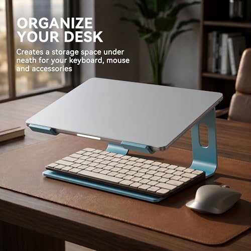 SOUNDANCE Laptop Stand, Aluminum Ergonomic Desk Riser, 10-15.6", Navy Blue