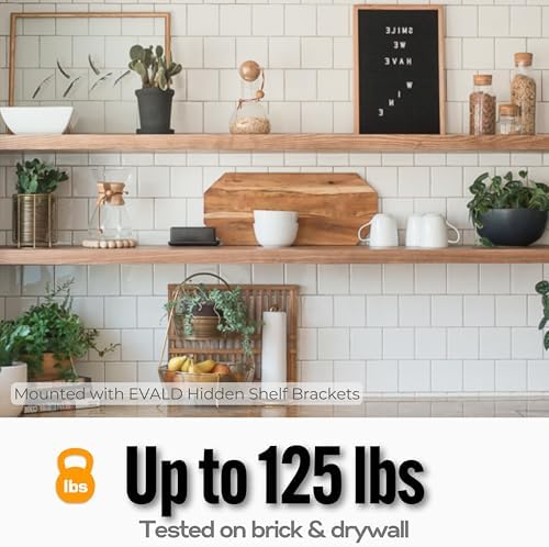 EVALD LevelMate™ Titan-Mount 6 Inch Floating Shelf Brackets, Heavy Duty Hidden Shelf Brackets for Floating Shelves, Blac