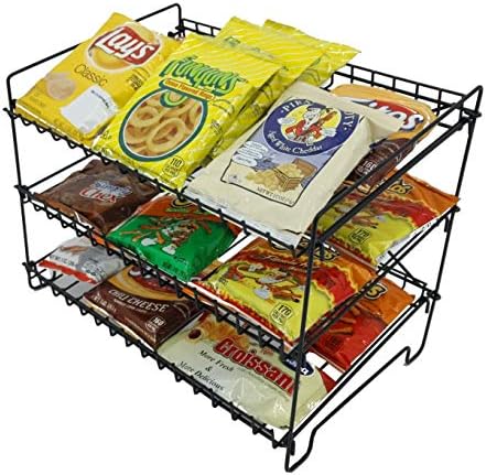 FixtureDisplays 16" x 12.5" x 10" Wire Rack for Countertop Use with 3 Open Shelves, Black 10085-NEW