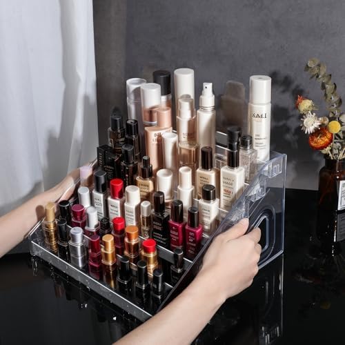 Lemecima 2 Pack Nail Polish Organizer 84 Bottles of 7 Layers Sunglass Organizer Acrylic Display Rack Eyeglasses Storage 