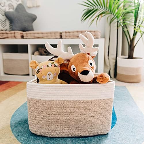 OrganiHaus Cotton Rope Baskets for Shelves, Set of 3, 15x9x10