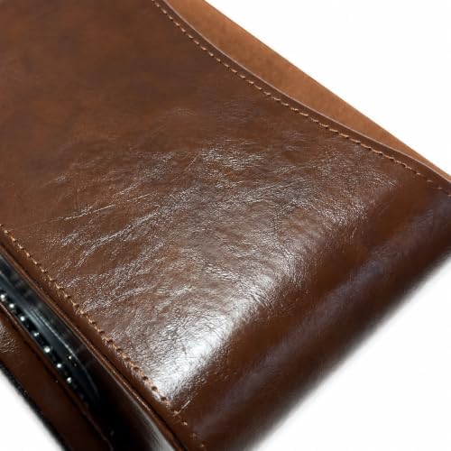 UnionBasic Rotating Desk Organizer, 360 Desk Spinning Caddy, Desktop TV Guide/Mail/Media/Remote Controller Holder Organizer, Brown - Printed Oil Leather
