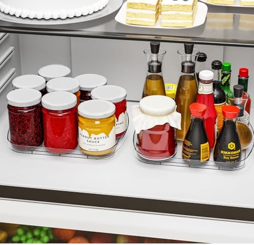 Yieach Clear Refrigerator Lazy Susan Turntable,11.9''x10.2'',Square Fridge Turntable Organizer,Large Rotating Fridge Tra