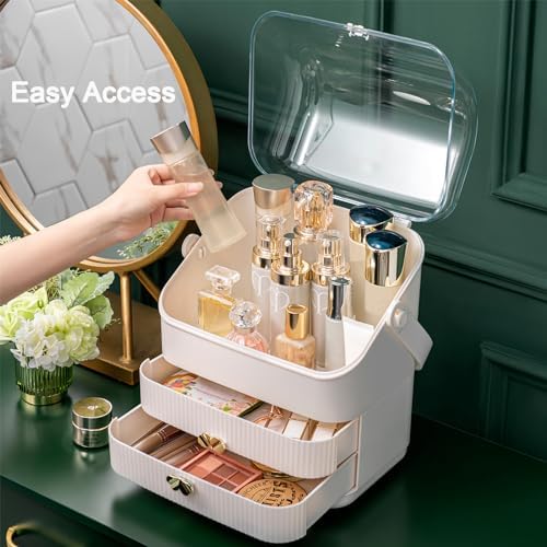 Preppy Skincare Organizers Makeup Organizer Holder Cosmetic Storage Box Display Case 3 Tiers Dust Free Cover Portable Ha
