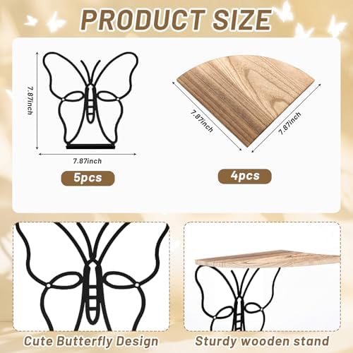 4 Tier Black Butterfly Wall Mount Corner Shelves Floating Corner