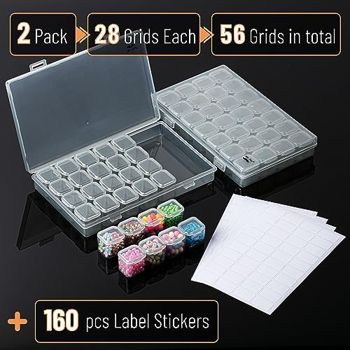 Mr. Pen- Bead Storage Containers, 28 Grids, 2 Pack, Grey