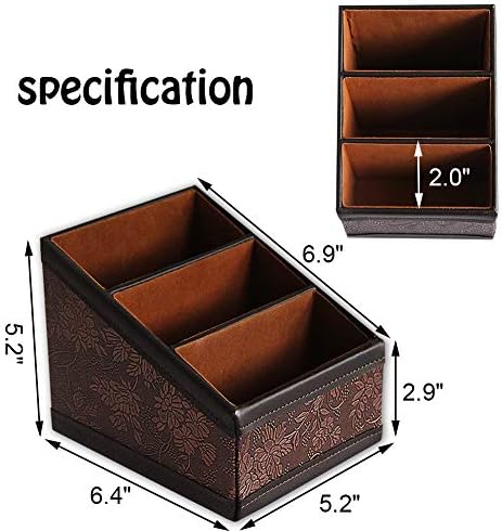 PU Leather Remote Control Holder Storage Container for TV Remote Phone Caddy Eyeglasses