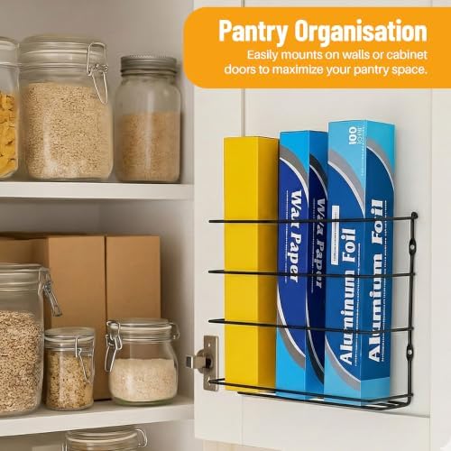 Evelots Kitchen Wrap & Food Bag Organizer Basket, Wall or Cabinet Door Mount, 2-Pack - Black