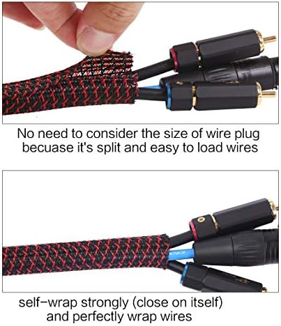 Alex Tech 10ft - 1/2 inch Cord Protector Wire Loom Tubing Cable Sleeve Split Sleeving For USB Power Cord Audio Video Cab