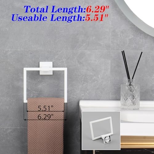 GERZWY 2 Piece Bathroom Hardware Set Towel Ring and Toilet Paper Holder SUS 304 Stainless Steel Wall Mounted, White