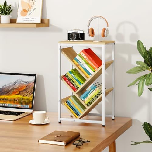 IBUYKE 5 Tier Tree Bookshelf,Small Desktop Bookshelf,Natural TBC003N