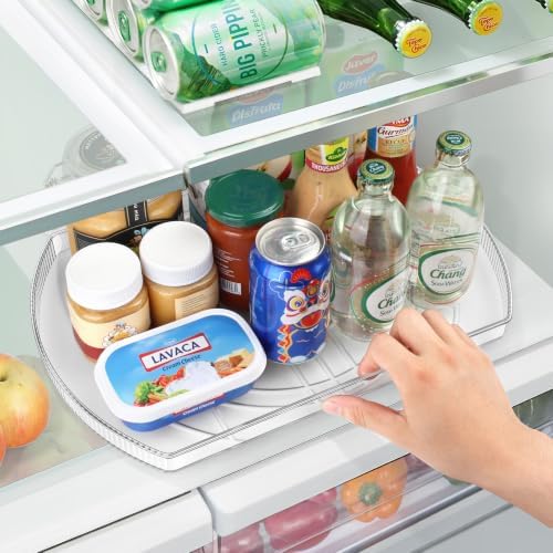 Lazy Susan Turntable for Refrigerator, Square Turntable Organizer for Fridge Cabinet, Pantry, Countertop (15.3" x 11.1" 
