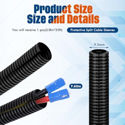 Sasylvia 3/8" X 25ft Split Wire Loom Tubing, Cord Protector