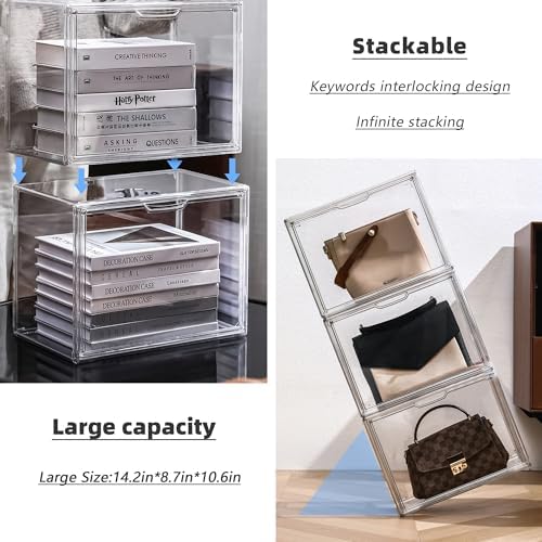 LXLXXL Clear Acrylic Display Case, Stackable Plastic Storage Bins, X-Large