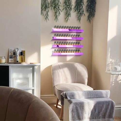 4 Pack 15 Inch Purple Reflective Acrylic Floating Wall Shelves