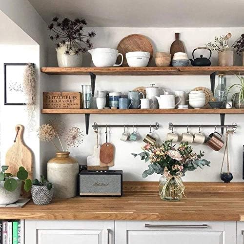 20 Pack Shelf Brackets 12 inches, Heavy Duty Black Iron Metal Floating Shelf Bracket, Rustic Farmhouse Decorative L Brac