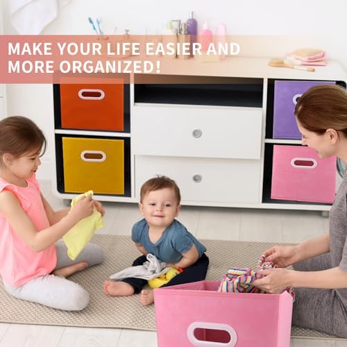 Lourome 11 inch Cube Storage Organizer, 6Color 6 Pack, with Handle