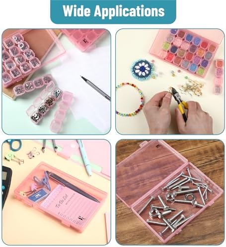 Mr. Pen- Bead Storage Containers, 28 Grids, 2 Pack, Transparent Pink