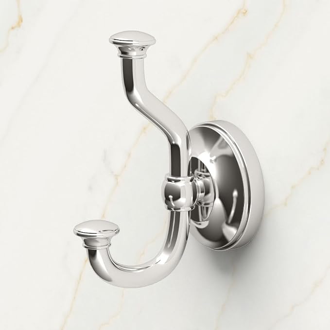 Gatco 4125 Tavern Double Robe Hook, Wall Mounted Bathroom Hook for Towels and Robes, Polished Nickel