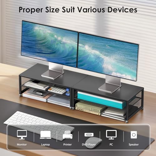 ECOLOVI 2-Tier Computer Monitor Stand Riser, Printer & Laptop Stand, Office Desk Accessories, Workspace Desk Organizer f